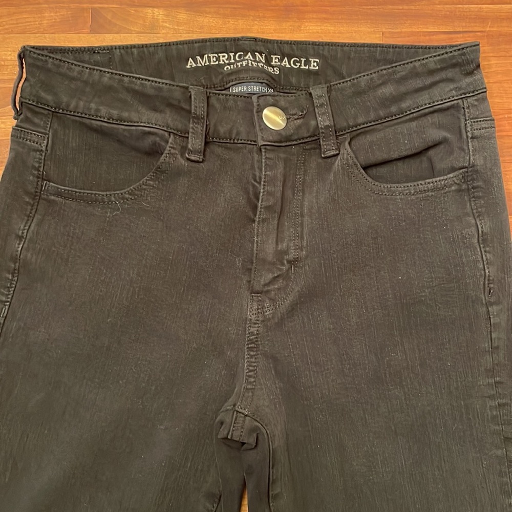 American Eagle HiRise Black Jeggings Womens Size 4 - Picture 2 of 7